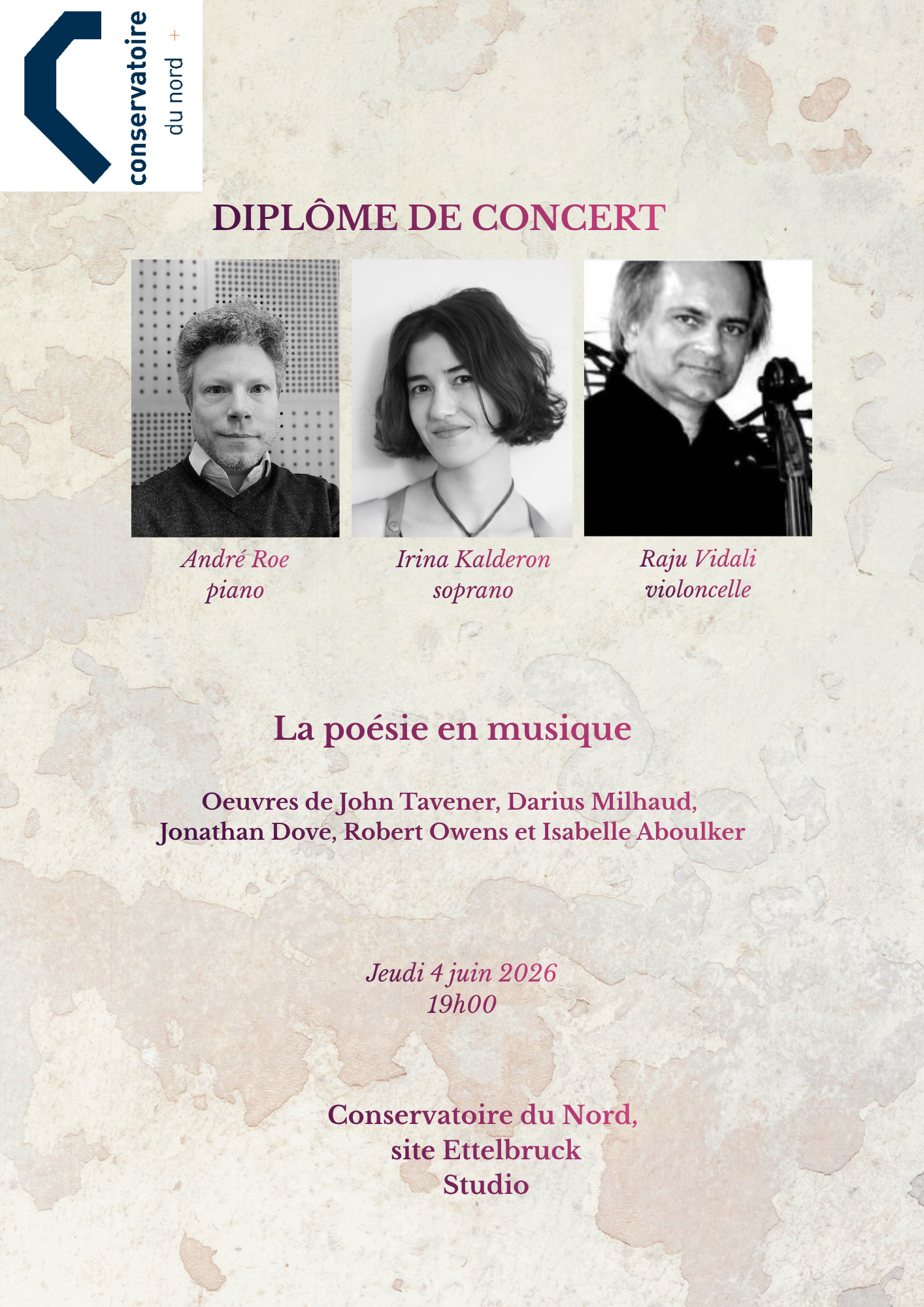 Diplôme de concert - La poésie en musique